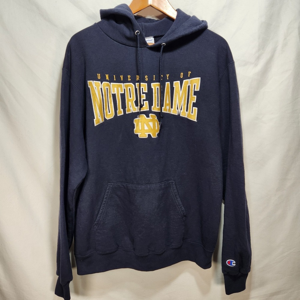 Champion Authentic Athleticwear Notre Dame Fighting Irish Hoodie Sz Large Blue